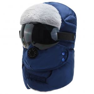 Chapeaux De Bombardier D'hiver Avec Lunettes, Filtre Respirant, Cache-Oreilles Russe, Cache-Cou, Exterieur Chaud, Neige, Ski - Neuf