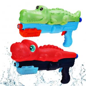 Lot De 2 Pistolets A Eau De Grande Capacite, Motif Dinosaure Et Requin, Ideal Pour Une Fete A La Plage Ou A La Piscine - Neuf