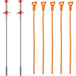 7 outils de nettoyage de poils de furet pour déboucheurs de canalisations, 2 en acier inoxydable et - Neuf