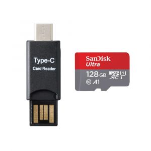 Sandisk ultra Micro SD SDXC 128Go 128GB 128g TF carte 140MB/S Classe 10 U1 A1 Adaptateur SD et lacteur MICRO SDXC TYPC C inclus - Neuf