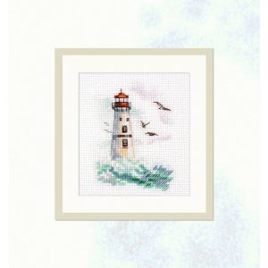 Kit Point De Croix Compt&eacute; "La Mer Agite. Phare Blanc" 6x9 Cm - Neuf