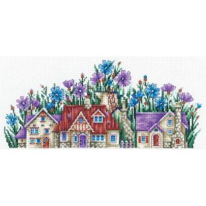 Kit Point De Croix Compt&eacute; Andriana "Pays Du Bleuet" 29x13 Cm - Neuf