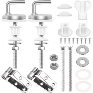 Universel Fixation Abattant WC Toilettes à Charnière, Lot de 2 Fixations Attaches Charnière Abattant WC Toilette Charniere Abattant en Acier Inoxydable pour Sièges de Toilette en Résine de Bois - Neuf
