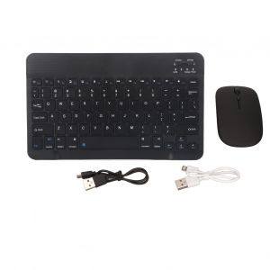 Clavier et souris sans fil 2,4 GHz, Bluetooth, double mode, rechargeable, portable, externe, silencieux, 10 pouces, noir - Neuf