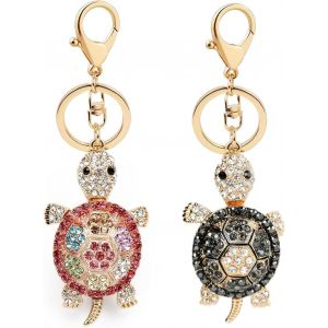 KAL-2 Pièces Porte-Clés Tortue, Brillant Porte Clé Avec Des Strass, Petit Et Léger, Pour La Décoration De Sac, Breloque De Portefeuille, Décoration De Bagages, Décoration De Clés - Neuf