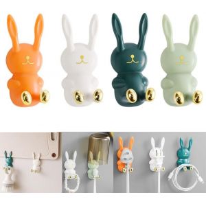 TIANYI-4 Pièces Crochets Adhesif Muraux pour Animaux Mignon Crochet Créatif pour Manteau Le Lapin Hook pour Patere Enfant Décoration Murale Sans Perçage - Neuf