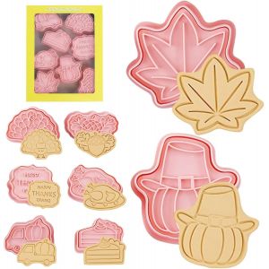 Subzonal-Lot De 8 Emporte-Pi&egrave;ces Pour Enfants - En Forme De Citrouille - 3d - Pour L'automne Et La F&ecirc;te Des Moissons, Des Biscuits - Feuille De Ch&ecirc;ne - Citrouille - Pour Biscuits, Fondant Et P&acirc;tisser - Neuf