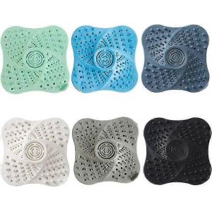 Lot de 6 cache-cheveux en silicone pour bonde de douche, &eacute;vier de cuisine, salle de bain et baignoire. - Neuf