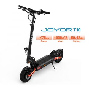 Trottinette &Eacute;lectrique Joyor T10, Double Moteur 2000 W, 10 Pouces, Tout-Terrain, Batterie 60 V Et 18 Ah, Autonomie 75 Km - Noir - Neuf