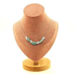 Collier 7 Perles Aigue-Marine Du Br&eacute;sil + Amazonite Du Br&eacute;sil Chaine Collier Femmes, Hommes. Taille Personnalisable. - Neuf