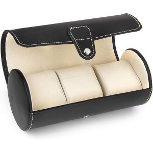 Boîte De Rangement Pour Montres, En Pu, Avec 3 Compartiments, Pour Bijoux Et Montres (Noir) - Neuf