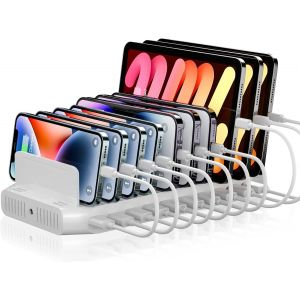 Cmjaagur-Station De Charge Appareils Multiple-Stations De Charge Usb 60w 10 Port Avec Adjustable Dividers,Usb Station Chargeur With 5v/2.4a Output Compatible With Ipad,Tablet,Kindle,Iphone[M1103] - Neuf