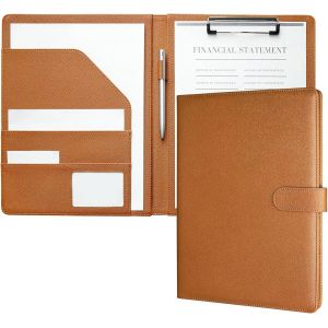 Porte Documents A4, Document Porte Folio Pochette Porte Document Pu Cuir Porte Bloc A4 Range Documents Trieur Organiseur Portfolio Planchettes Porte-Formulaires (Marron) - Neuf