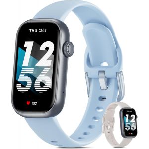 Montre Connect&eacute;e Femme Homme avec Appel Bluetooth, 1,47'' Bracelet Connect&eacute; Fr&eacute;quence Cardiaque, SpO2, Suivi Sommeil, Montre Podometre Sport, Etanche IP68 Smartwatch, Gris Bleu/Bleu Clair - Neuf