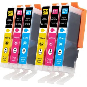 CLI-571XL Cartouche d'encre de rechange pour Canon 570 571 Cartouches d'encre Canon MG5750 pour PIXMA MG5700 MG5750 MG5751 MG6850 MG6851 TS5050 TS5051 TS6050 MG6800 MG6850 - Neuf