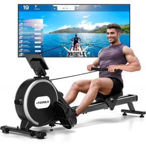 Checarzhn--No1-Rameur, Rameur Magnétique D'appartement, Rowing Machine Connecter App Avec Écran Lcd, 16 Niveaux De Résistance, M À Niveau Vers Deux Rails, Silencieux, Capacité Imale 160kg - Neuf