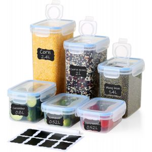 Lot De 6 Boîtes De Rangement-3 Tailles + 3 Mini Couvercles Universels,8 Étiquettes,Idéales Pour Pâte/Muesli-Sans Bpa - Neuf