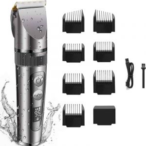Ipx6 Professionnel Sans Fil Tondeuse Électrique Pour Cheveux Pour Les Hommes, 3 Vitesses, 5 Longueur De Paramètres, De Titane Lames En Céramique Avec Écran Lcd, 8 Peignes Réglables - Neuf