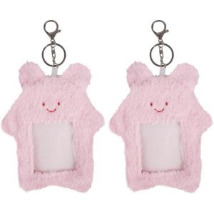 KAL-Porte-Cl&eacute;s Porte Cartes Photo En Peluche, 2 Pcs Housse De Protection Carte Femme, Pour Badge, Carte D'&Eacute;tudiant, Badge D'Identit&eacute;, Photo - Neuf