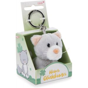KAL-48126 Porte-Clés Chat En Forme De Petit Porte-Bonheur Dans Une Boîte Cadeau Gris 6 Cm - Neuf