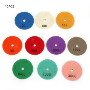 Lot de 10 disques de polissage diamantes ronds pour granit, marbre (7,6 cm) - Neuf