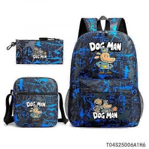 Sac a dos d'ecole isotherme pour enfants avec motif chien et homme Dav Pilkey en 3D, sac a dejeuner, trousse a crayons, cadeaux - Neuf