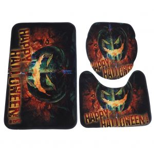 Hjlian Lot De 3 Tapis De Sol Antiderapants A Absorption D'eau Pour Salle De Bain, Motif Citrouille D'halloween, Decoration Pour Toilettes - Neuf