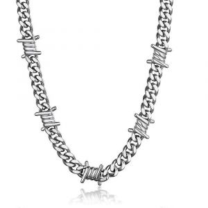 Fil Barbelé Hiphop Cubain Bracelet Collier Pour Femmes Hommes En Acier Inoxydable Néo-Gothique Épines Collier Ras De Cou Bracelet Bijoux Punk - Neuf