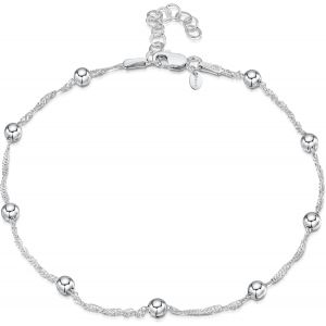 Eryi-Bracelet De Cheville Pour Femme En Argent Sterling 925 | Chaînes De Cheville Réglables D'été Perles Coeur Bijoux Bohème - Neuf
