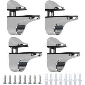 Support d'étagère en verre 4 pièces, réglable en alliage de zinc poli pour salle de bain, pour sols en verre et en bois, épaisseur maximale : 3 à 20 mm - Neuf