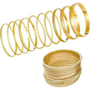 Kalsw-10pcs Chaîne Bracelets Pour Femme Plaqué Or 14k Bracelets Réglable Bracelet Acier Inoxydable Femme Serpent Chaîne Bracelets Empilables Fantaisie Bracelets Bracelets Argent Or Rose - Neuf