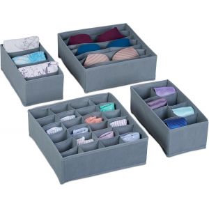 Yemaesre-Organ Urs De Tiroirs, Lot De 4 Boîtes De Rangement Pour Sous-Vêtements, Armoire & Tiroirs, Gris - Neuf