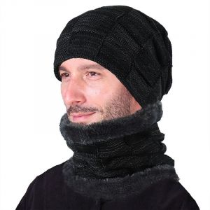 Ensemble Bonnet Et Écharpe D'hiver Pour Homme, Bonnet En Tricot Chaud, Bonnet Tête De Mort, Col - Neuf