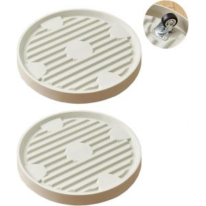 KALANKA-Lot de 2 roulettes robustes pour pot de fleurs rond avec roues de freinage, support mobile avec roulettes verrouillables (2 pièces, diamètre extérieur : 22 cm, beige) - Neuf