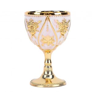 Alliage Vin Coupe Gobelet 30ml Style Europ&eacute;en Haut De Gamme Usage Maison Vintage M&eacute;tal Rose Motif Tout Blanc - Neuf