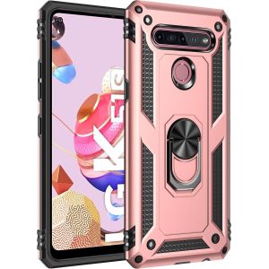 Kal-Coque Pour Lg K51s, Etui Housse Lg K51s + Protecteur D'écran, Antichoc Militaire [Tough Armor] Heavy Duty Shock Proof Protective Housse Avec Anneau Support,Roseor - Neuf