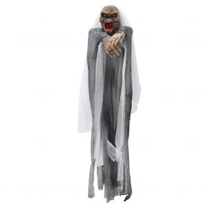 Hjlian Pendentif Effrayant A Suspendre Pour Halloween, Tete De Mort, Avec Commande Vocale, Pour Decoration De Bar Ktv, Blanc - Neuf