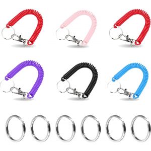 KAL-6 Pièces Porte Clés À Ressorts À Spirale, Porte-Clés À Ressort En Plastique, Porte Clés À Ressort, Porte-Clés En Spirale Extensible, Porte-Clés Spirale, Porte-Clés Élastiques En Spirale, Porte-Cl - Neuf