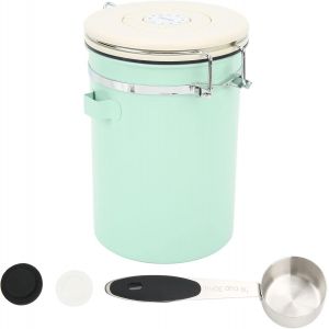 Letnerny-Boîte À Café En Acier Inoxydable, Récipient De Stockage Grains De Café Couvercle Hermétique À Pince Pot Alimentaire Avec Suivi La Date Cuillère Doseuse Pour Le Rangement De La Cuisine (1.8l) - Neuf