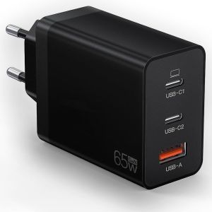 Chargeur USB C 65W,Chargeur Rapide USB 3Port,Adaptateur Secteur USB C Connecteur pour MacBook Air Pro,iPhone 16/15/14/13,Samsung Galaxy S24/S23/S22,Tablette,Ordinateur Portable,téléphones - Neuf