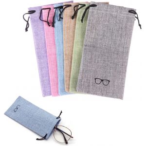 Chicslick-&Eacute;tui &Agrave; Lunettes Souple En Lin, 6 Couleurs, 6 Pack, Fermeture S&eacute;curis&eacute;e Par Cordon De Serrage, Id&eacute;al Pour Lunettes De Soleil Et Autres Petits Objets[X163] - Neuf