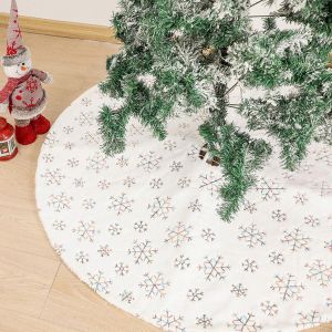Jupe de sapin de No&euml;l &agrave; paillettes, d&eacute;corations de No&euml;l blanches, jupe de sapin en peluche &agrave; paillettes - Neuf