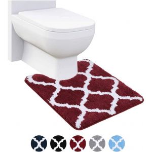 KAL-Tapis De Bain Antiderapant,Tapis Salle De Bain Absorbant En Microfibre Douce,Tapis De Salle À Motifs Marocains, Lavable En Machine - 50 X 60 Cm, Bordeaux - Neuf