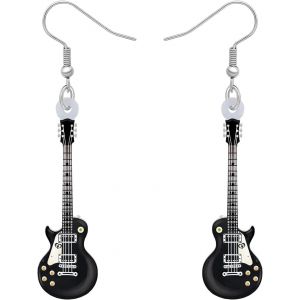 Acrylique Mignon Musique Basse Guitare Électrique Boucles D'oreilles Breloques Instrument Goutte Balancent Bijoux Cadeaux Pour Femmes Adolescentes Filles.[X2524] - Neuf