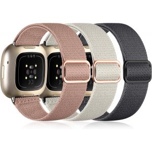 Nenv-3 Paquet Compatible Avec Fitbit Versa 4/3/Sense Bracelet Sport En Nylon Élastique Pour Femme Et Homme - Neuf