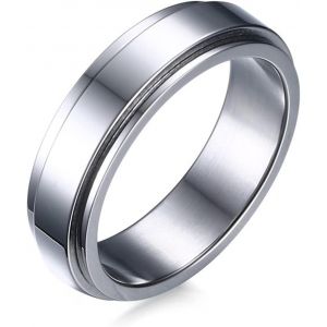 Trahoo-Bague Tournante Anti Stress, 6mm Bague Tournante Poli Argent/Noir/Or/Or Rose Acier Inoxydable Homme Bague Rotative - Neuf