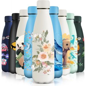 Gjfty-Gourde Isotherme, Acier Inoxydable 18/8, Bouteille Isotherme, 500ml Sans Bpa, Gourde Inox Enfant, Étanche Double Isolation, Bouteille Inox Pour Le Camping, Les Écoles, Les Gymnases - Neuf