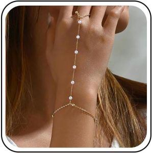 Bracelet Cha&icirc;ne Perle Or Bracelet Anneau Perle Doigt Bracelet Anneau Perle Esclave Bracelet Perle Cha&icirc;ne Perle Doigt Bracelet Cha&icirc;ne Perle Harnais Main - Neuf