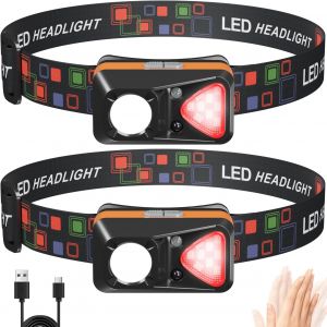 Lampe Frontale Rechargeable Usb-C, Lampe Frontale Led Ultra Puissante Avec D&eacute;tecteur De Mouvement, 6 Modes Et Lumi&egrave;re Rouge, Ipx5 &Eacute;tanche Et R&eacute;glable 60&deg; Pour Camping Randonn&eacute;e P&ecirc;che - Neuf