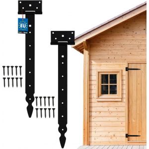 Lot de 2 charni&egrave;res en T d&eacute;coratives - 400 mm - Rev&ecirc;tement par pulv&eacute;risation - Noir - Neuf